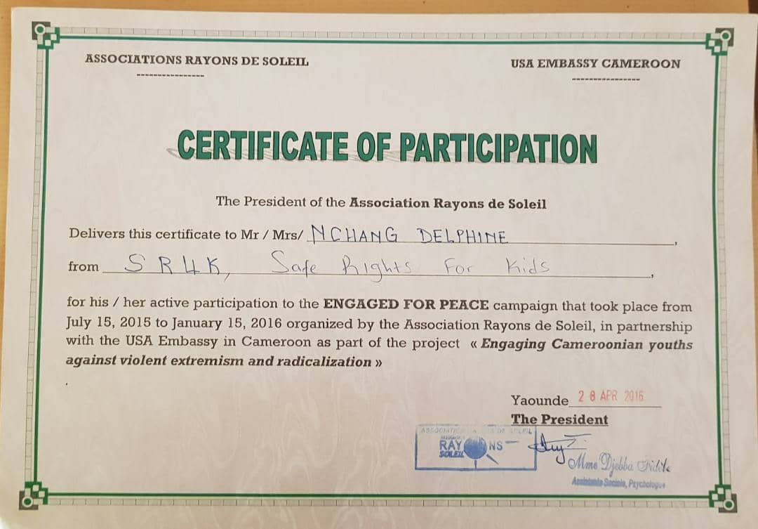 Certificate of participation